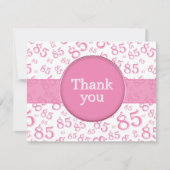 Carte 85th Thank You: Pink/White Number Pattern (Devant)