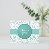 Carte 85th Thank You: Teal/White Number Pattern (Debout devant)