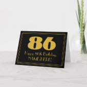 Carte 86e anniversaire : Art Déco Inspiré Look "86" & No (Devant)