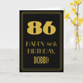 Carte 86e anniversaire - Art Déco Inspiré Look "86" & No (Fleur jaune)
