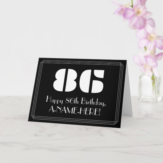 Carte 86e anniversaire : Art Déco Inspiré Look "86" & No (Orchidée)