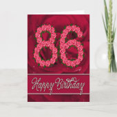 Carte 86e anniversaire avec roses et feuilles (Devant)