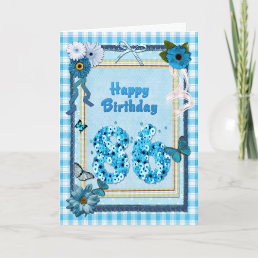 Carte 86e anniversaire avec un effet de scrapbook (Devant)