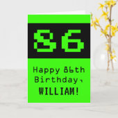 Carte 86e anniversaire : Nerdy / Geeky Style "86" et nom (Fleur jaune)