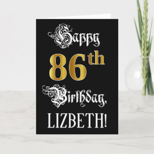Carte 86e anniversaire — Script fantaisie; look or Faux;