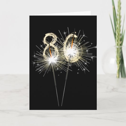 Carte 86e anniversaire Sparklers en noir (Devant)