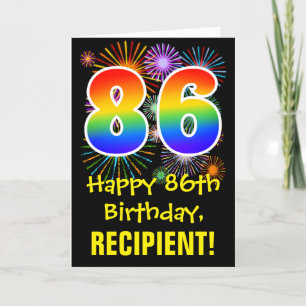 Carte 86ème anniversaire : Fun Fireworks Motif + Rainbow
