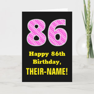 Carte 86ème anniversaire : Pink Stripes and Hearts "86" 