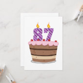 Carte 87 ans sur le gâteau d'anniversaire (Devant/Arrière en situation)