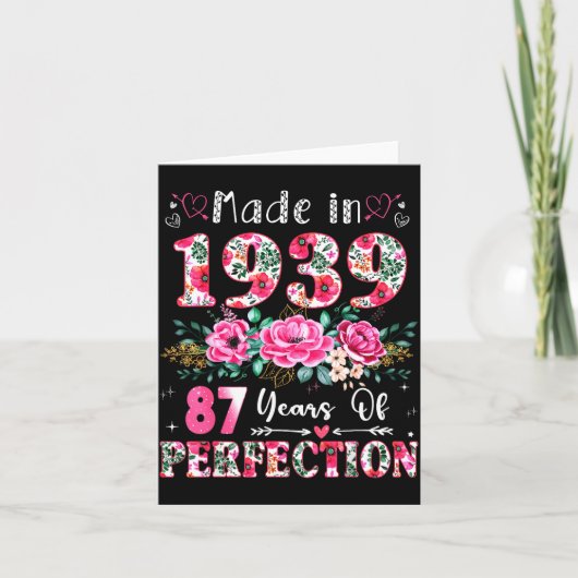 Carte 87 Year Old Made In 19&#; Floral 87th Birthday Wo (Devant)