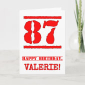 Carte 87e anniversaire : Amusant, Timbre en caoutchouc r (Devant)