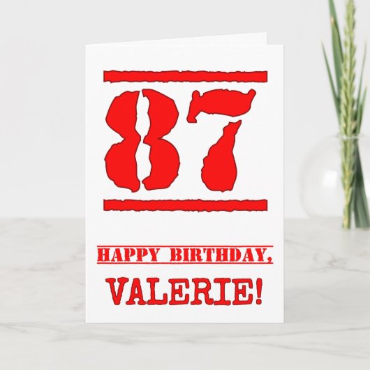 Carte 87e anniversaire : Amusant, Timbre en caoutchouc r (Devant)