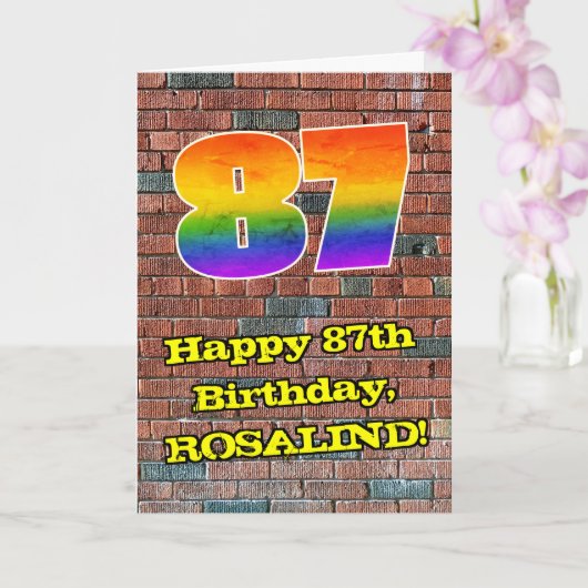 Carte 87e anniversaire : Arc en ciel inspiré par les gra (Orchidée)