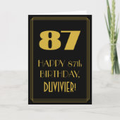 Carte 87e anniversaire - Art Déco Inspiré Look "87" & No (Devant)