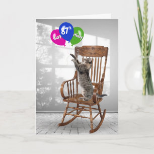 Carte 87e Anniversaire Chat avec Ballons
