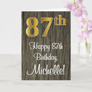 Carte 87e anniversaire : Elégant look d'or Faux #, Faux