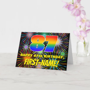 Carte 87e anniversaire : Feu d'artifice festif amusant e