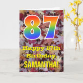 Carte 87e anniversaire; feuilles d'automne rustiques; ar (Fleur jaune)