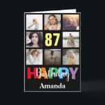 Carte 87e anniversaire heureux Collage photo moderne noi<br><div class="desc">87th Happy Birthday Photo Collage Carte Noire moderne avec nom personnalisé. Pour plus de personnalisation,  cliquez sur le bouton "Customiser" et utilisez notre outil de conception pour modifier ce modèle.</div>
