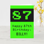 Carte 87e anniversaire : Nerdy / Geeky Style "87" et nom (Fleur jaune)
