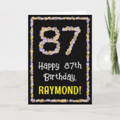 Carte 87e Anniversaire : Nombre de fleurs florales, nom  (Devant)