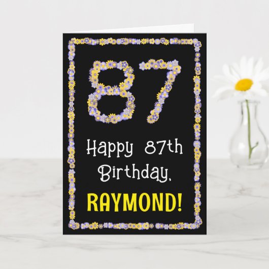 Carte 87e Anniversaire : Nombre de fleurs florales, nom  (Petite plante)