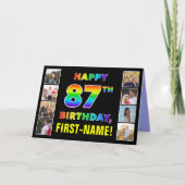 Carte 87e anniversaire : Rainbow Text, Custom Photos & N (Devant)