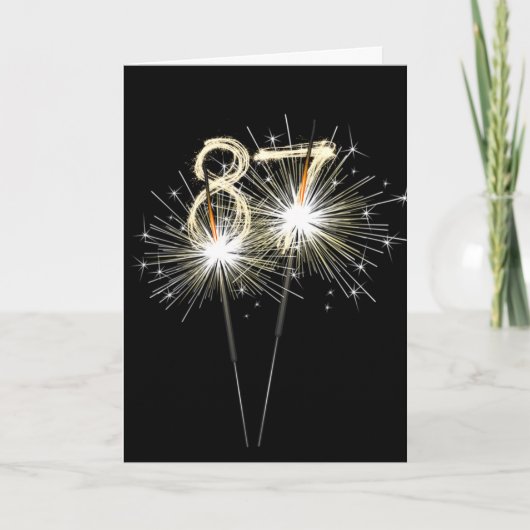 Carte 87e anniversaire Sparklers en noir (Devant)