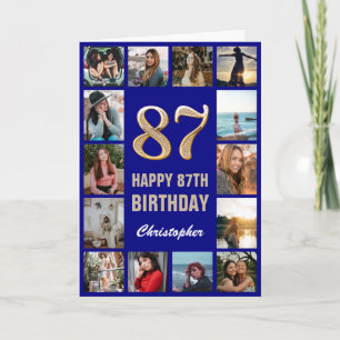 Carte 87e Joyeux Anniversaire Marine Bleu & Gold Photo C
