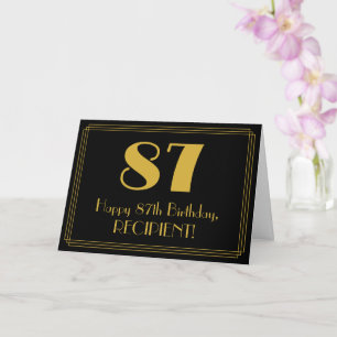 Carte 87ème anniversaire : Art Déco Inspiré Look "87" + 
