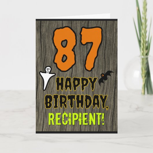 Carte 87th Birthday : Spooky Halloween Theme, Custom Nam (Devant)