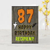 Carte 87th Birthday : Spooky Halloween Theme, Custom Nam (Fleur jaune)