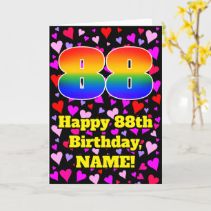 Carte 88e anniversaire : Amour Hearts Motif, Arc-en-ciel