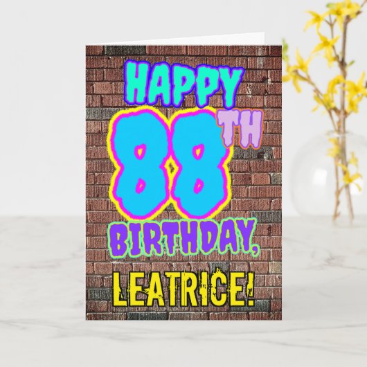 Carte 88e anniversaire - Amusant, Graffiti urbain inspir (Fleur jaune)