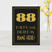Carte 88e anniversaire - Art Déco Inspiré Look "88" & No (Fleur jaune)