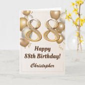 Carte 88e anniversaire Ballons d'or et Confetti Annivers (Fleur jaune)