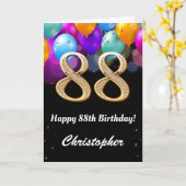 Carte 88e anniversaire Ballons noirs et dorés (Fleur jaune)