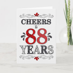 Carte 88e anniversaire Cheers en Motif noir blanc rouge