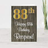 Carte 88e anniversaire : Elégant look d'or Faux #, Faux (Devant)