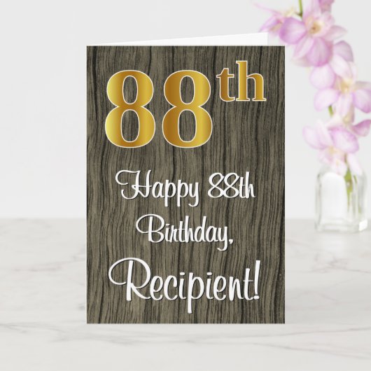 Carte 88e anniversaire : Elégant look d'or Faux #, Faux (Orchidée)