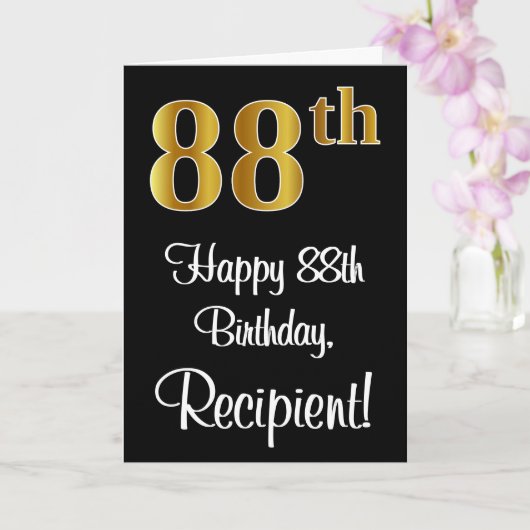 Carte 88e anniversaire ~ Elégant Luxueux Faux Gold Look  (Orchidée)