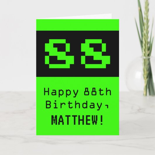 Carte 88e anniversaire : Nerdy / Geeky Style "88" et nom (Devant)