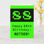 Carte 88e anniversaire : Nerdy / Geeky Style "88" et nom (Fleur jaune)