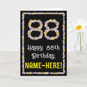 Carte 88e Anniversaire : Nombre de fleurs florales, nom 