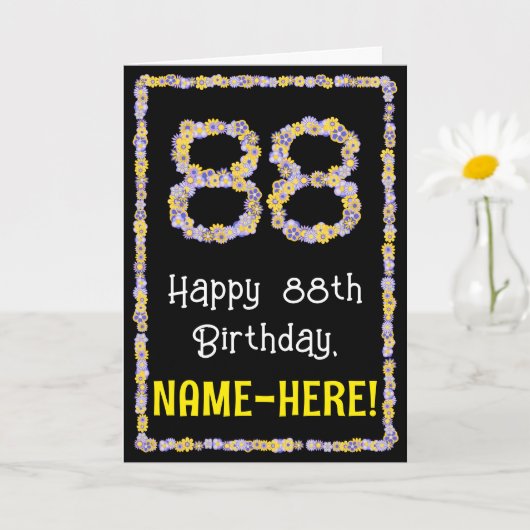 Carte 88e Anniversaire : Nombre de fleurs florales, nom (Petite plante)
