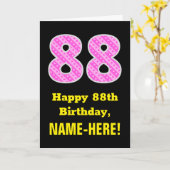 Carte 88e anniversaire : Pink Stripes and Hearts "88" + (Fleur jaune)