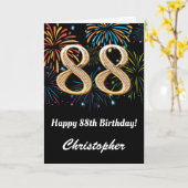 Carte 88e anniversaire Rainbow Fireworks noir et or (Fleur jaune)