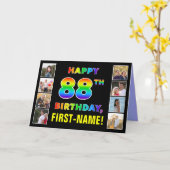 Carte 88e anniversaire : Rainbow Text, Custom Photos & N (Fleur jaune)