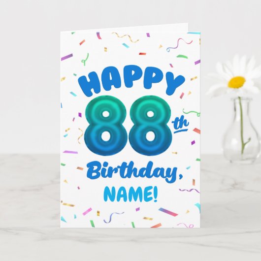 Carte 88th Balloon Number Custom Name Birthday Card (Petite plante)
