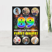 Carte 89e anniversaire : Arc-en-ciel amusant #, Nom pers (Devant)